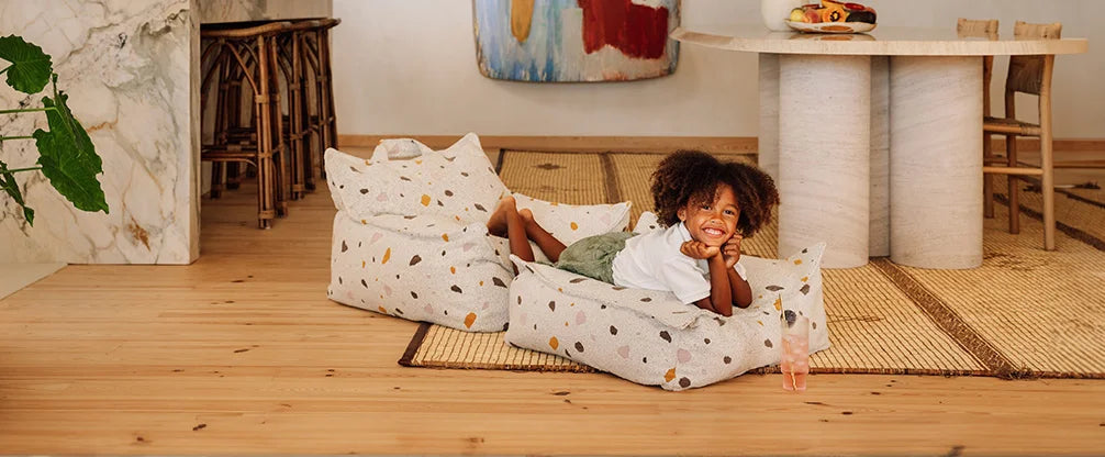 Wigiwama Bean Bag Chair with Footstool Handmade in Europe