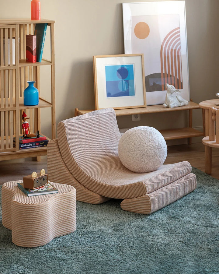 Wigiwama Brown Sugar Moon Chair in a cosy home interior