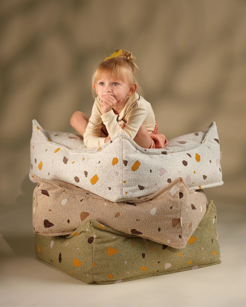 Nobodinoz Kids Nobodinoz Marrakech Bean Bag Brown And Blue Checked
