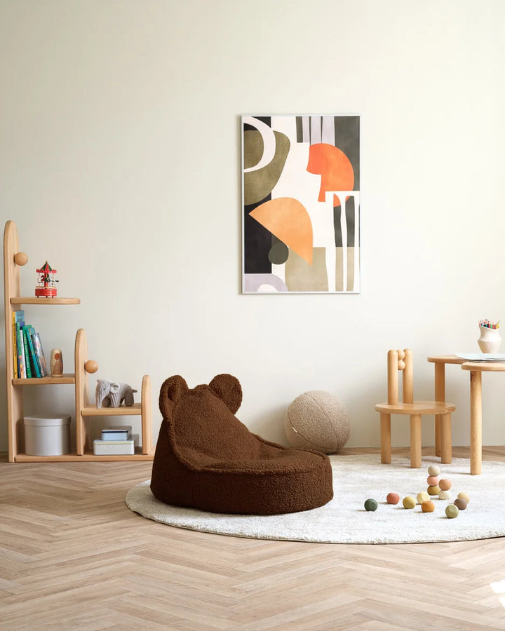 Wigiwama Warm Hazel Bear Beanbag in a cosy home interior